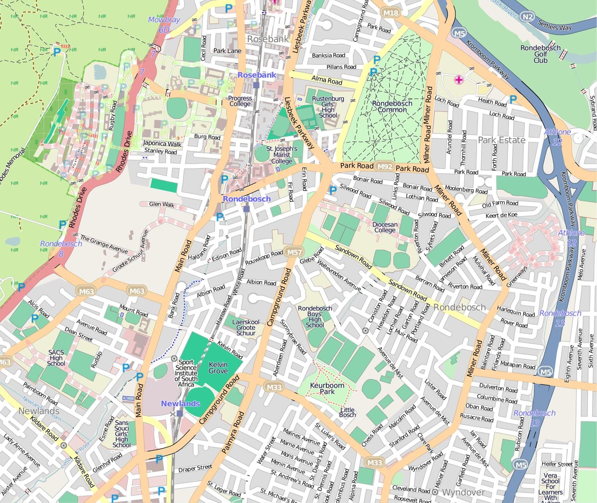 karta рондебош, Cape town