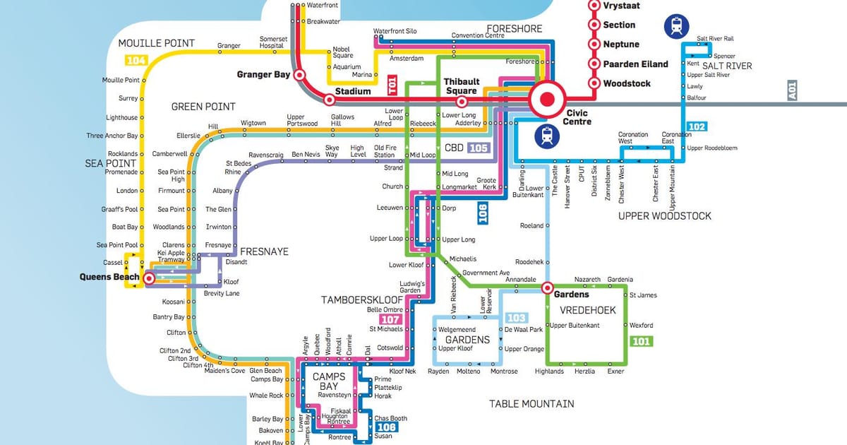 Cape town autobusnoj karti