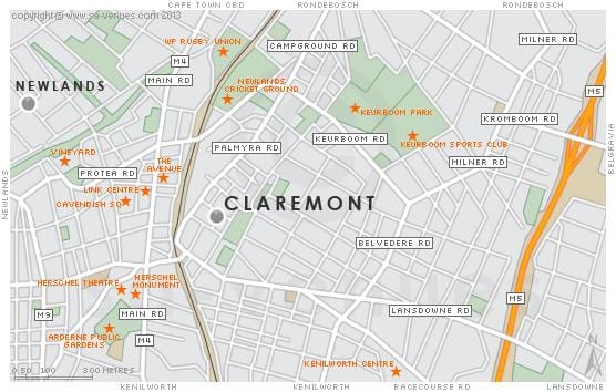 karta Claremont Cape town