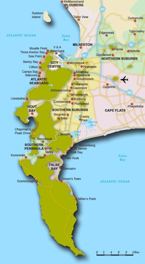 karti Cape town na obali jezera