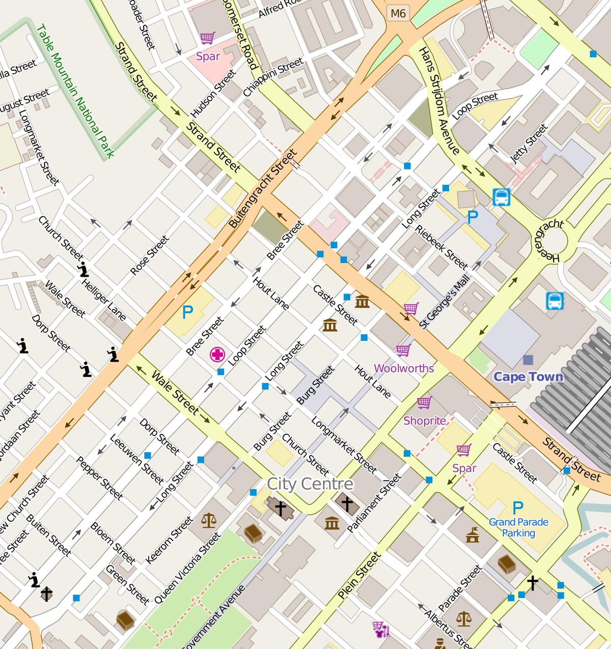 karta petlja ulica Cape town