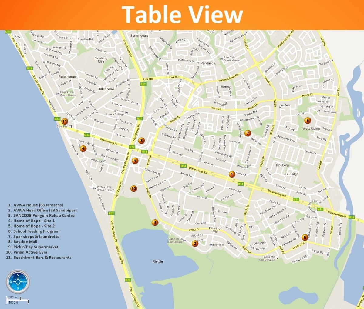 karta tablica pogled na Cape town