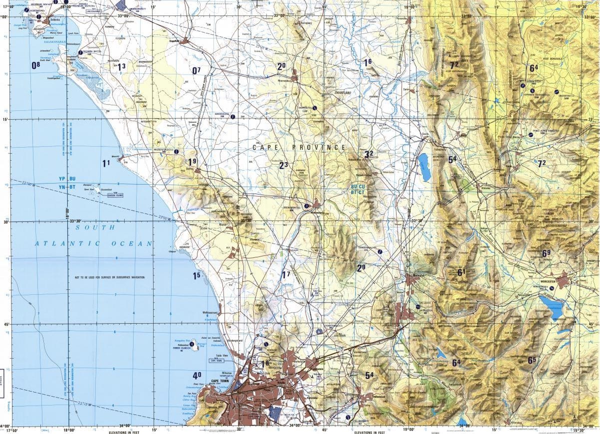 Cape town topografskih karti