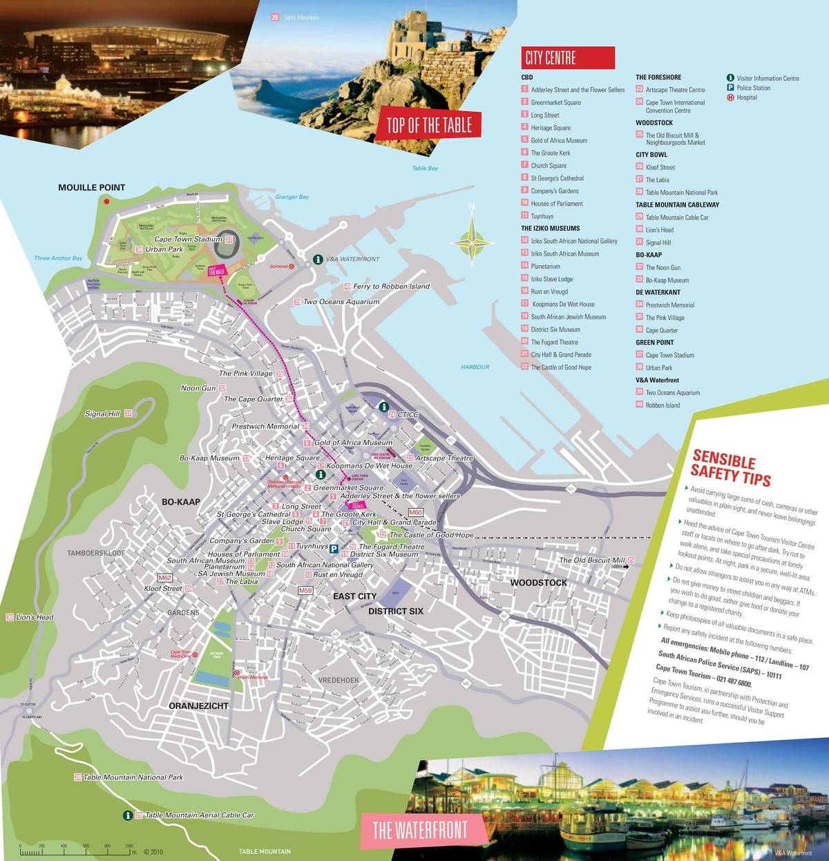 karta Cape town, sadrži atrakcije