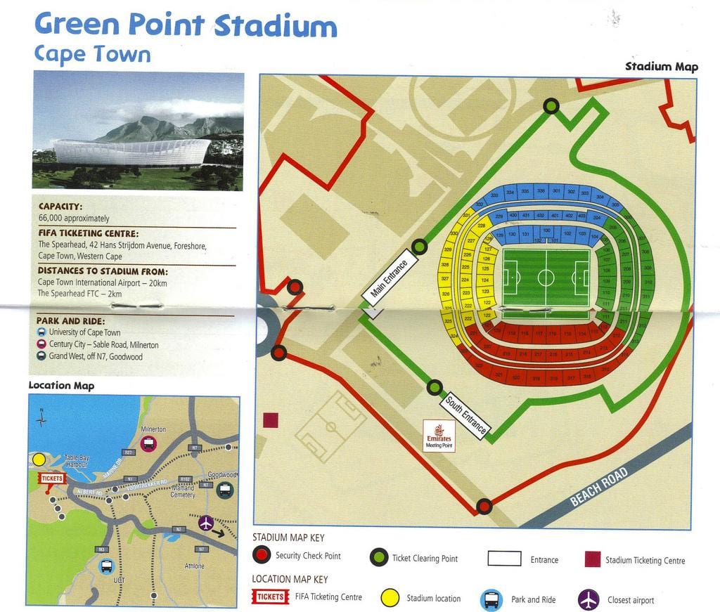 karta stadion Green kvartu, parking