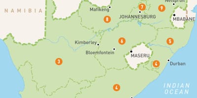 Cape town, Južna Afrika na karti