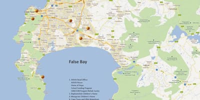 Karta Cape town području Južne Afrike